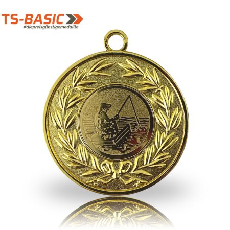 Medaille BASIC – Motiv Bootsangeln goldfarben