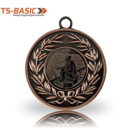 Medaille BASIC – Motiv Uferangeln bronzefarben