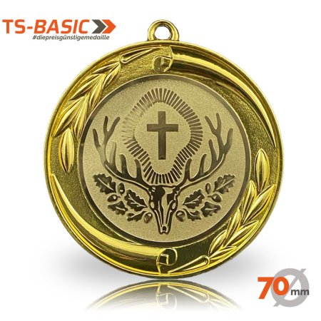 Medaille BASIC 70 – Motiv Hubertushirsch goldfarben