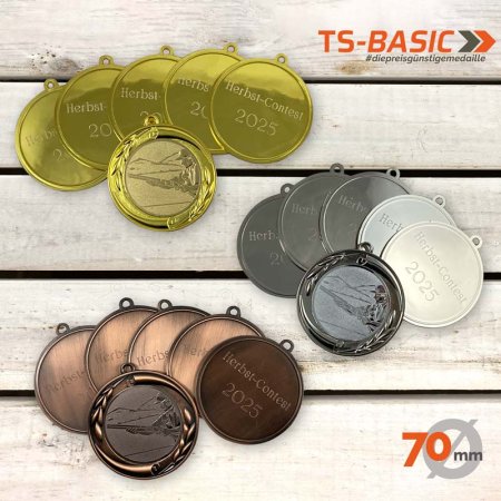 Medaille BASIC 70 mit Gravurbeispiel für einen Flintenwettbewerb