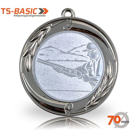 Medaille BASIC 70 – Motiv Flinte silberfarben