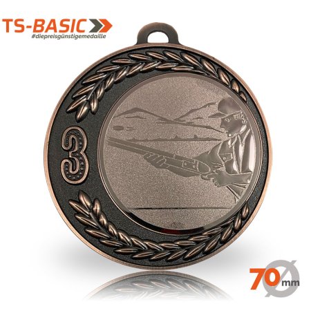 Medaille BASIC 70 – Motiv Flinte 1-2-3 bronzefarben