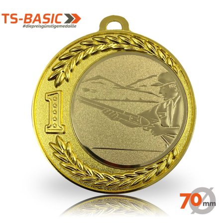 Medaille BASIC 70 – Motiv Flinte 1-2-3 goldfarben