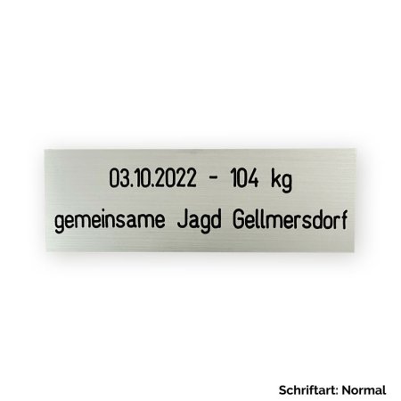Gravurbeispiel Kunststoffplakette (75x25) in silber