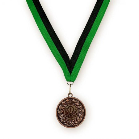 2-farbiges 80-cm-Medaillenband in grün und schwarz mit Medaille