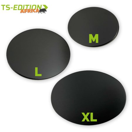 dunkelbraune, ovale Warzenkeilerschilder in drei Größen