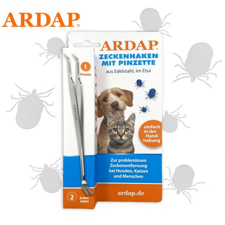Verpackung ARDAP® Zeckenhaken mit Pinzette