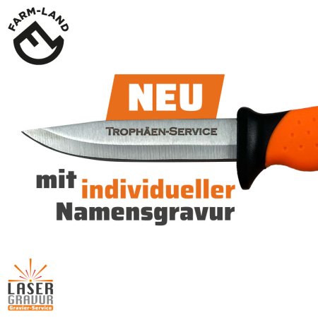 FARM-LAND Jagdmesser orange mit lasergraviertem Schriftzug
