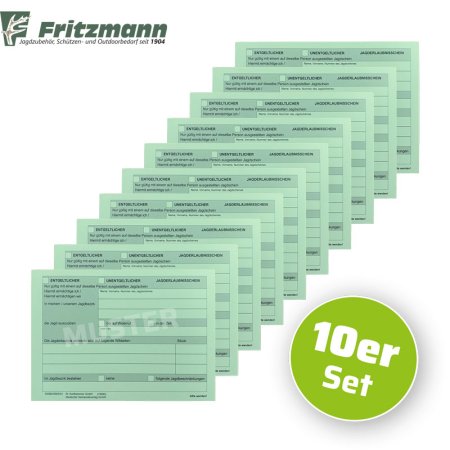 Jagderlaubnisschein im 10er-Set