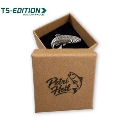 SCHMUCKBOX „Petri Heil“ mit Pin FORELLE