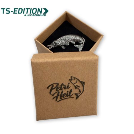 SCHMUCKBOX „Petri Heil“ mit Pin HECHT