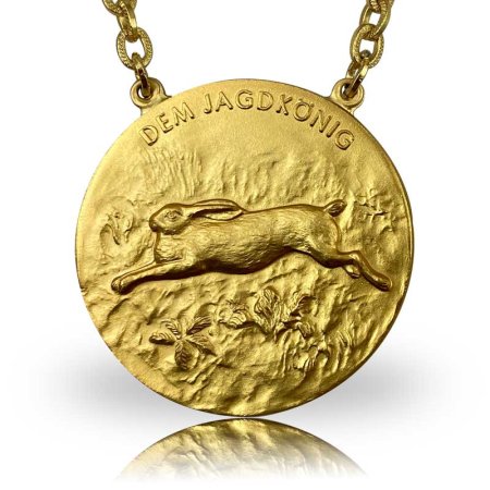 Jagd-/Königskette Motiv HASE vergoldet