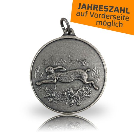 Jagdmedaille Motiv HASE in altsilber