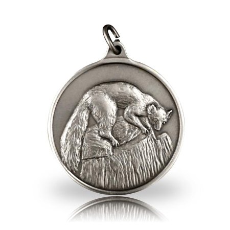 Jagdmedaille Motiv MARDER in versilbert