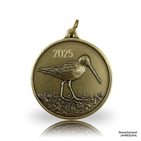 Jagdmedaille Motiv SCHNEPFE in bronze mit gravierter Jahreszahl 2025