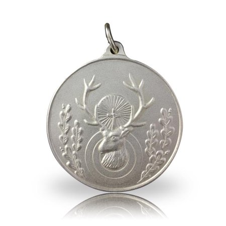 Jagdmedaille Motiv HUBERTUSHIRSCH versilbert
