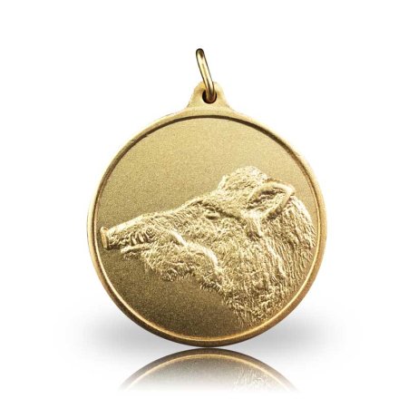 Jagdmedaille Motiv KEILERKOPF vergoldet