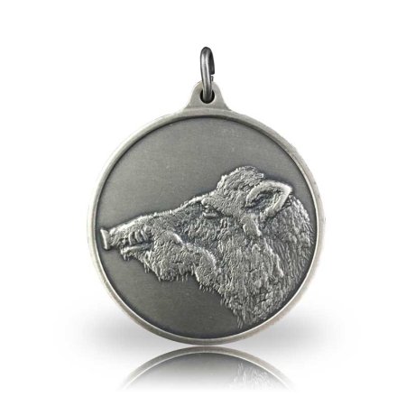 Jagdmedaille Motiv KEILERKOPF altsilber