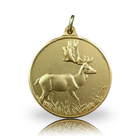 Jagdmedaille Motiv DAMHIRSCH vergoldet