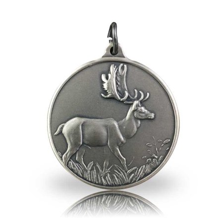 Jagdmedaille Motiv DAMHIRSCH altsilber