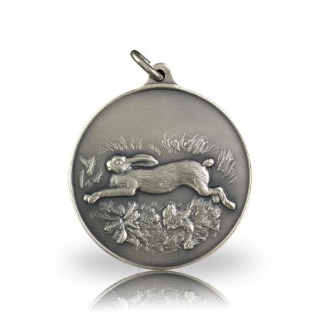 Jagdmedaille Motiv HASE in altsilber