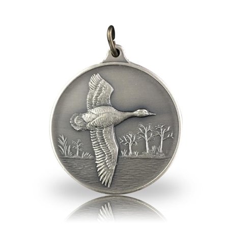 Jagdmedaille Motiv GRAUGANS in altsilber