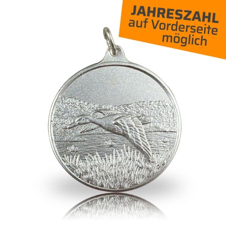 Jagdmedaille Motiv ENTE versilbert