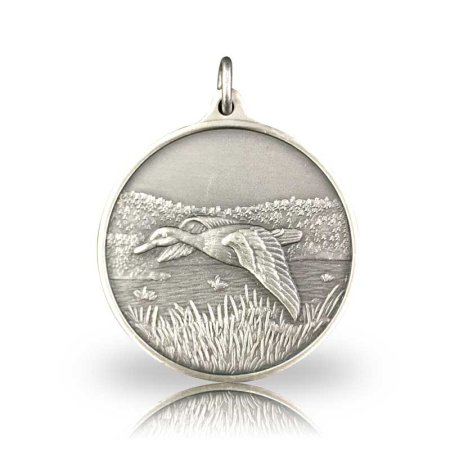 Jagdmedaille Motiv ENTE in versilbert