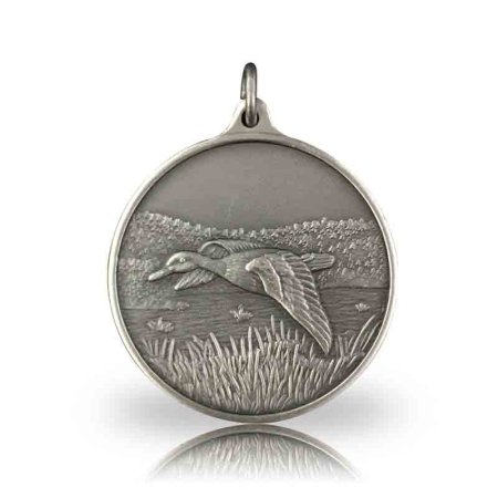 Jagdmedaille Motiv ENTE in altsilber