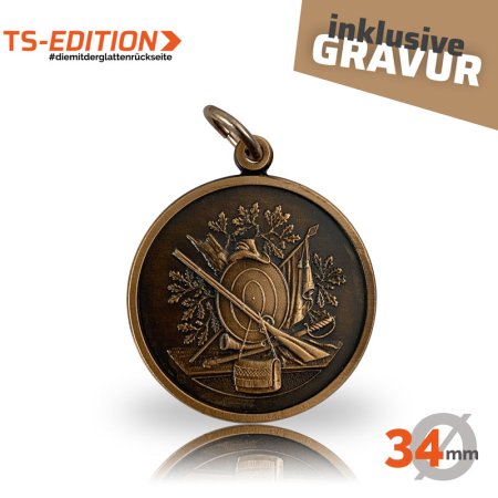 Jagdmedaille TS-EDITION Motiv BRAUCHTUM JAGD (34 mm) altbronzefarbig