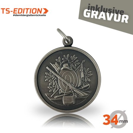 Jagdmedaille TS-EDITION Motiv BRAUCHTUM JAGD (34 mm) altsilberfarbig