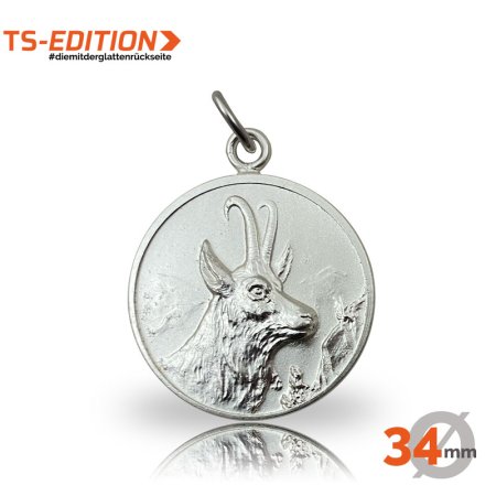 Jagdmedaille Motiv GAMSBOCK in 34 mm silberfarbig
