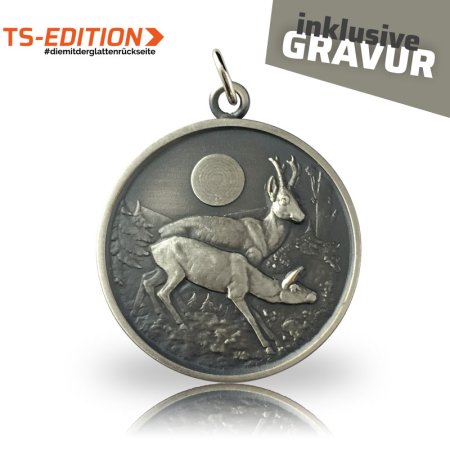 Jagdmedaille TS-EDITION Motiv Rehwild in altsilber