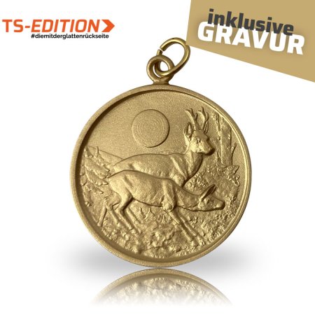 Jagdmedaille TS-EDITION Motiv Rehwild in goldfarben