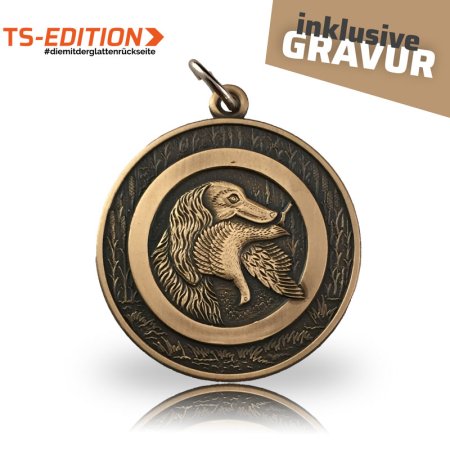 Jagdmedaille TS-EDITION Motiv Jagdhund in altbronze