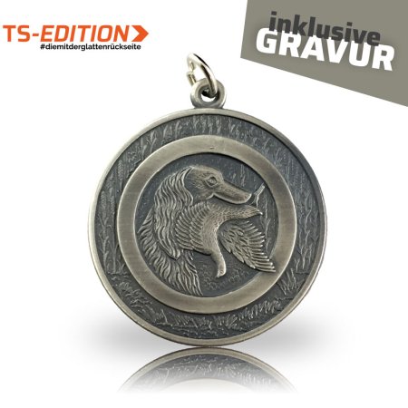 Jagdmedaille TS-EDITION Motiv Jagdhund in altsilber