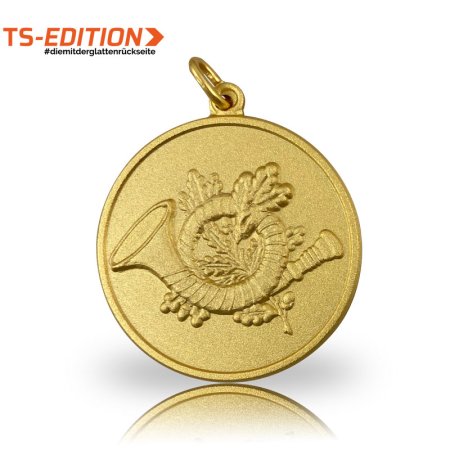 Jagdmedaille TS-EDITION Motiv Jagdhorn vergoldet