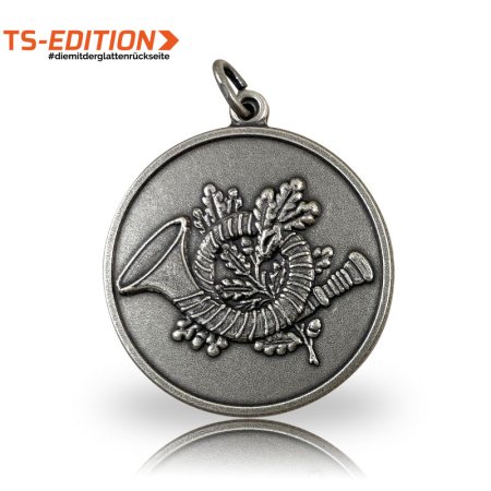 Jagdmedaille TS-EDITION Motiv Jagdhorn altsilber