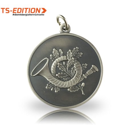 Jagdmedaille TS-EDITION Motiv Jagdhorn altsilberfarbig