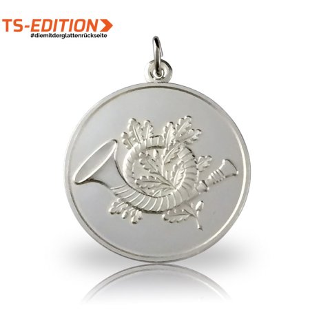 Jagdmedaille TS-EDITION Motiv Jagdhorn silberfarbig