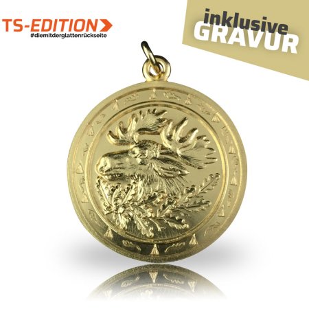 Jagdmedaille TS-EDITION Motiv ELCH goldfarbig