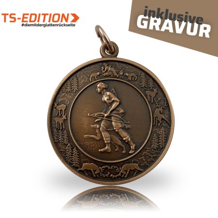 Jagdmedaille TS-EDITION Motiv Jagdgöttin Diana in altbronze