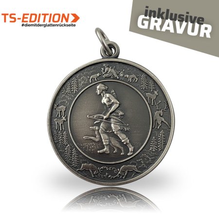 Jagdmedaille TS-EDITION Motiv Jagdgöttin Diana in altsilber