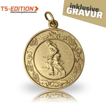 Jagdmedaille TS-EDITION Motiv Jagdgöttin Diana in goldfarben