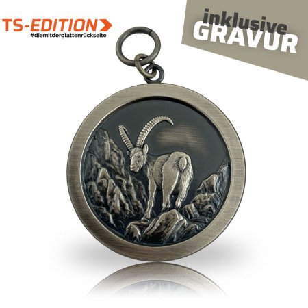 Jagdmedaille TS-EDITION Motiv STEINBOCK in altsilber