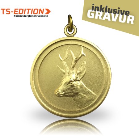 Jagdmedaille TS-EDITION Motiv REHBOCK goldfarbig