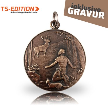 Jagdmedaille Motiv SANKT HUBERTUS in altbronze