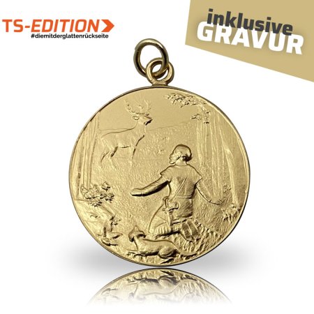 Jagdmedaille Motiv SANKT HUBERTUS in vergoldet