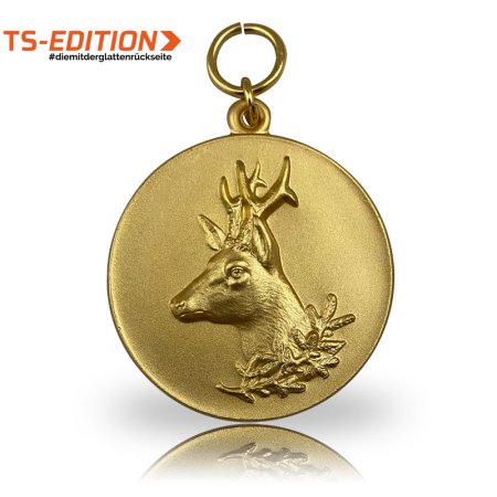 Jagdmedaille TS-EDITION Motiv REHBOCK vergoldet