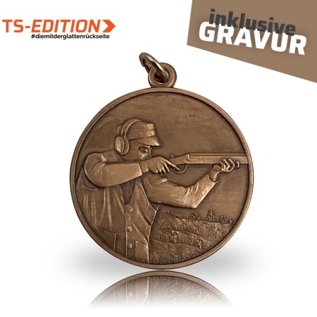 Jagdmedaille TS-EDITION Motiv FLINTENSCHÜTZE altbronzefarbig